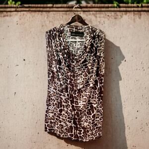 Zara Basic Evening Leopard Print Top Black Cream Size Small